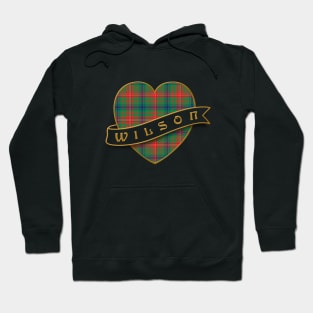 The WILSON Family Tartan Heart & Ribbon Retro-Style Insignia Design Hoodie